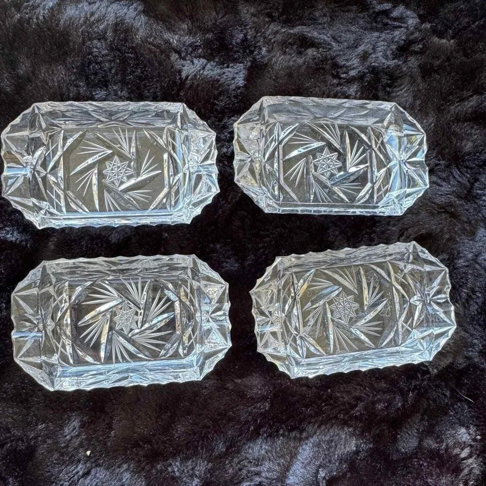 4x Vintage Crystal Ash Trays